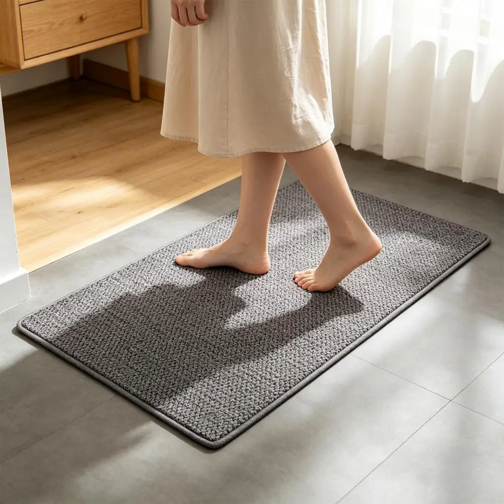 Floor Grip Mat Entrance Rug Solid Color Anti-slip Door Mat Absorbent Washable Floor Mat for Bathroom Living Room Kitchen Use