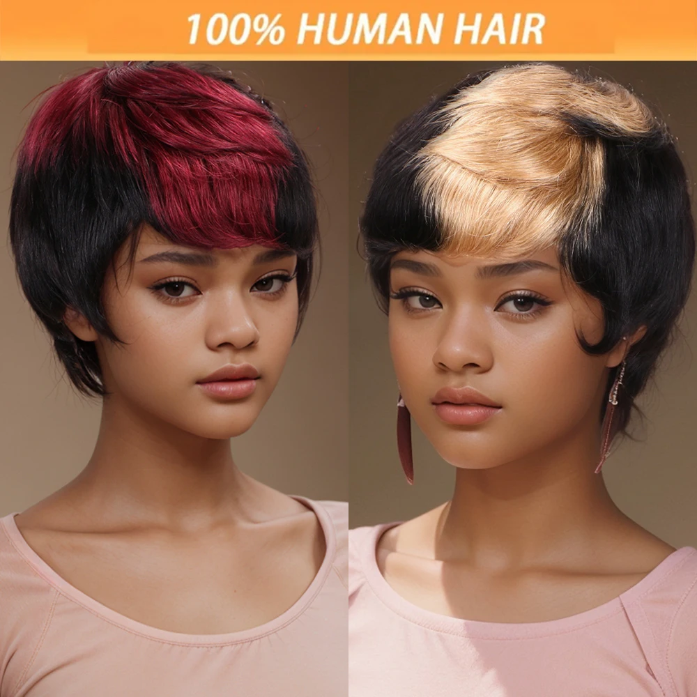 

Парик из натуральных волос с стрижкой пикси для женщин Короткие многослойные парики с стрижкой пикси Парик машинного производства 100% бразильские парики из натуральных волос