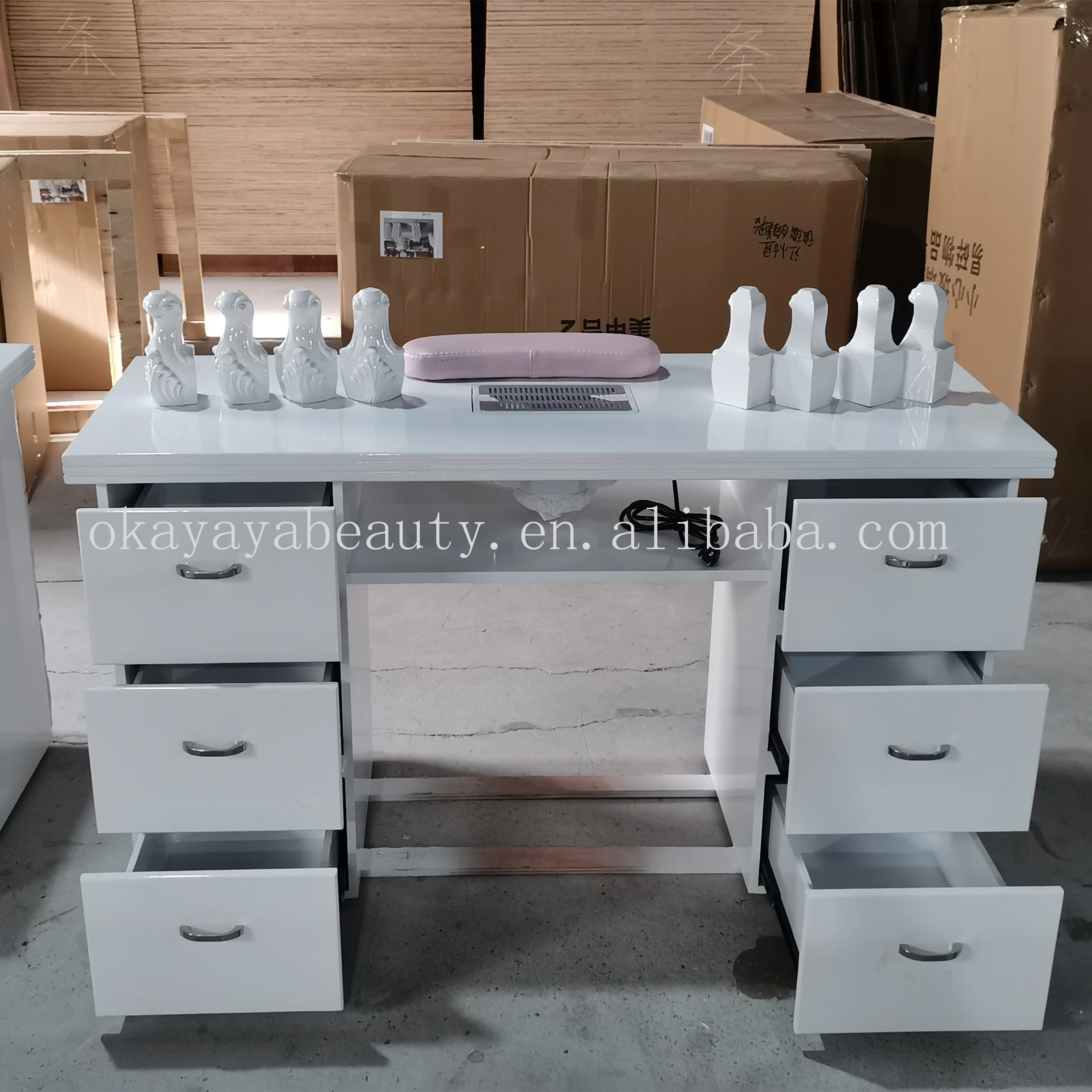 Durable nail equipment manicure tables nail table with exhaust fan for beauty salon furniture