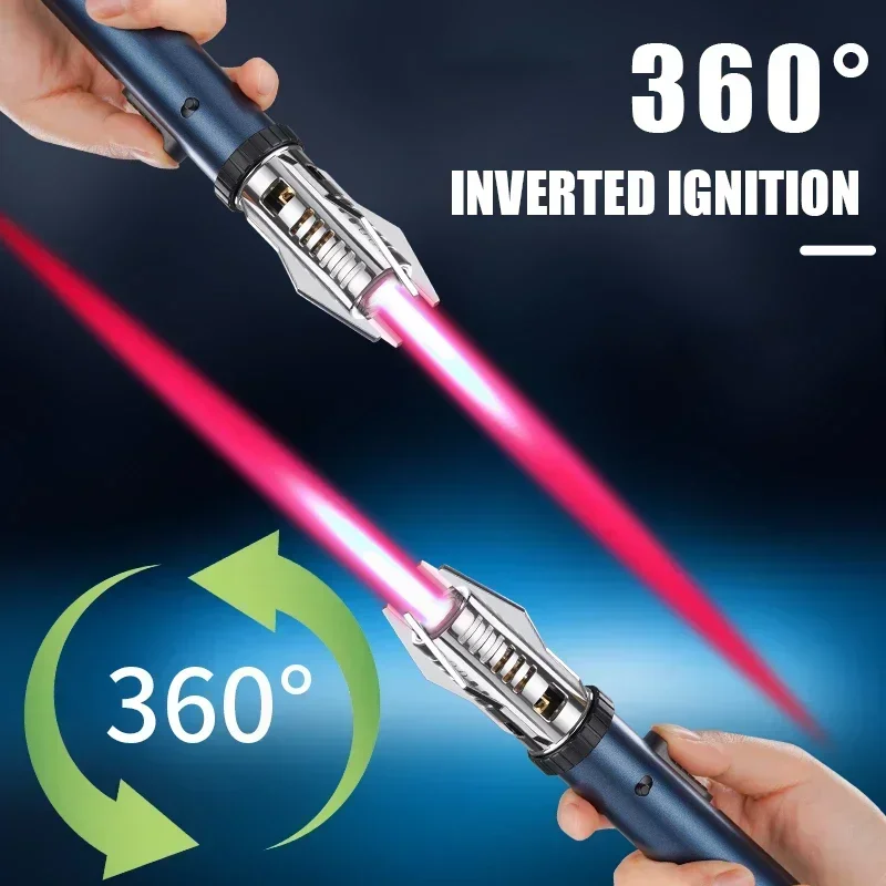 2024 Planet Lightsaber Butane Gas Lighter 360° Use Metal Outdoor Windproof Turbine Torch Jet Lighter Gun BBQ Welding Cigar Tool