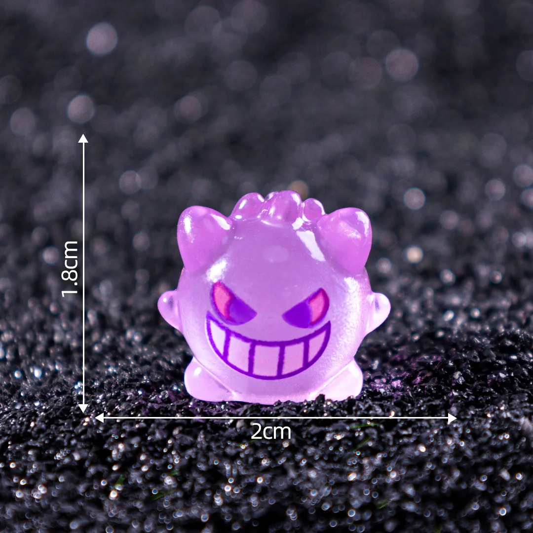 6 pçs bonito pokemon pikachu anime figuras gengar bulbasaur brinquedo luminoso kawaii ornamento coleção crianças charme presente