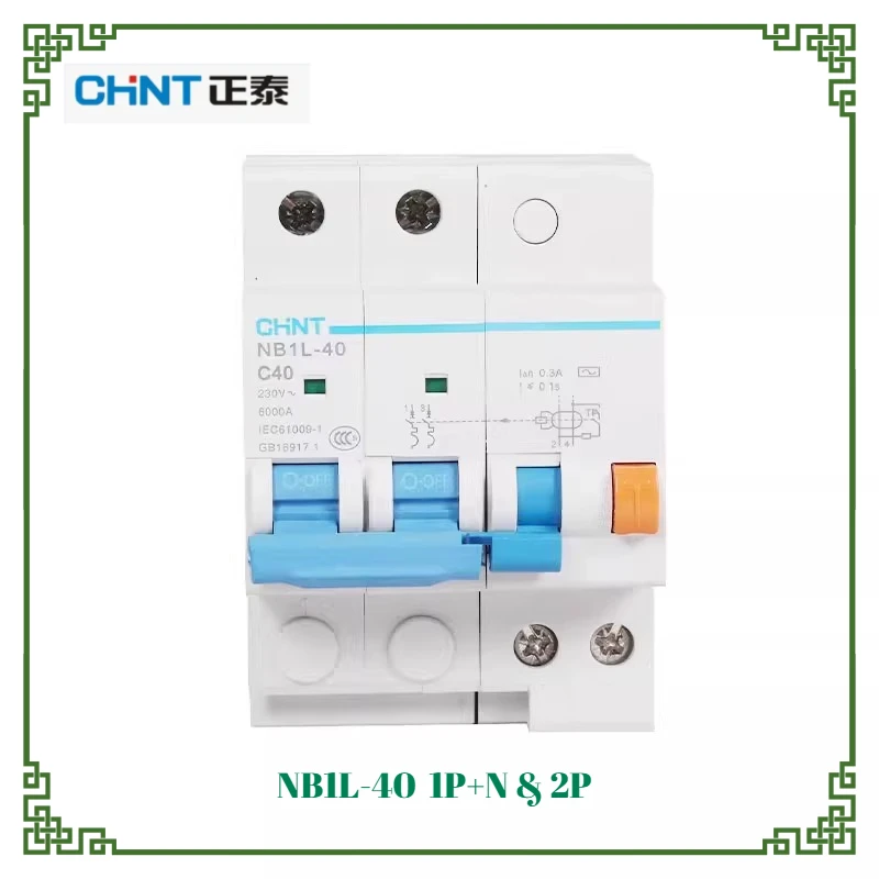 

Chint NB1L-40 Residual Current Breaker - 10A-40A 1P+N/2P 6kA Breaking Capacity for HVAC Systems 30-300mA