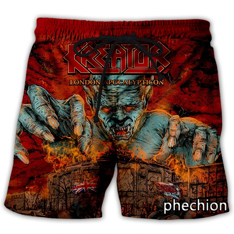 phechion New Fashion Men/Women Kreator 3D Print Casual Shorts Novelty Streetwear Men Loose Sporting Shorts L175