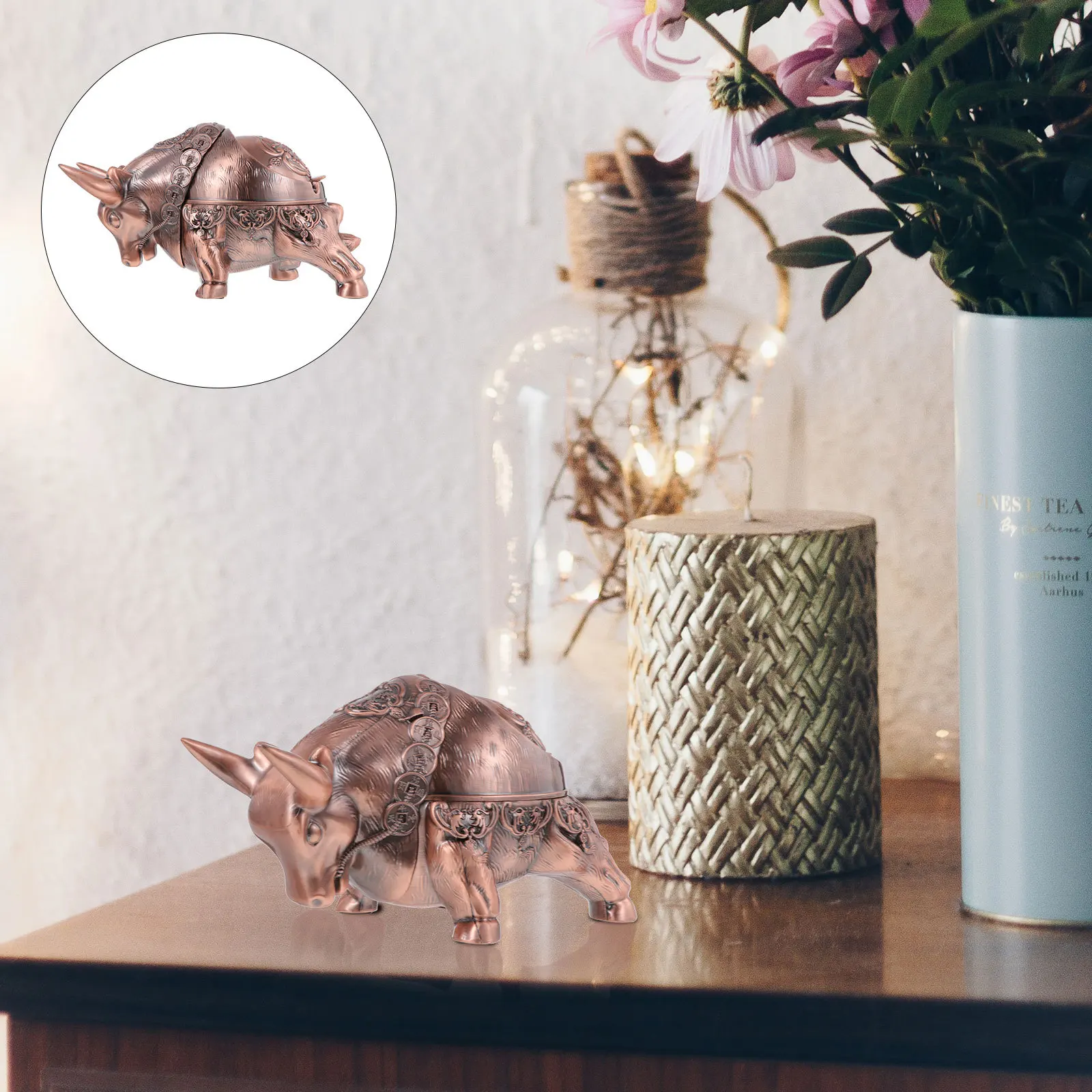 

Cattle Shaped Zinc Alloy Desktop Smoke Ash Container Office Home Decoration Zinc Alloy Cigarette Container Cigarette Butt Holder