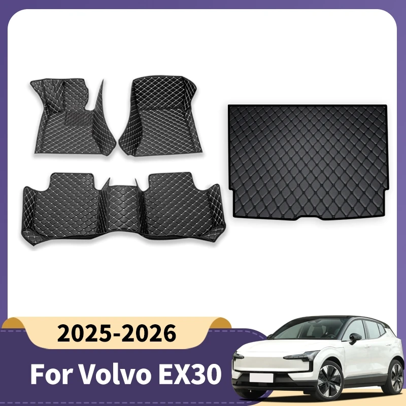 

Car Floor Mat Trunk Carpet For Volvo EX30 2025 2026 Leather Waterproof Foot Pad Auto Interior Accessories