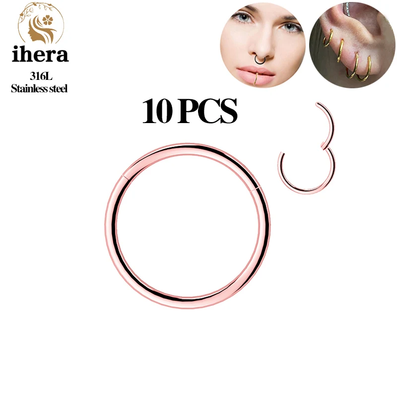 1/10 Stück Edelstahl Septum Clicker Klappbare Segment-Ringe Runde Nasenringe Ohrknorpel Helix Ohrringe Körperschmuck – Detail 13