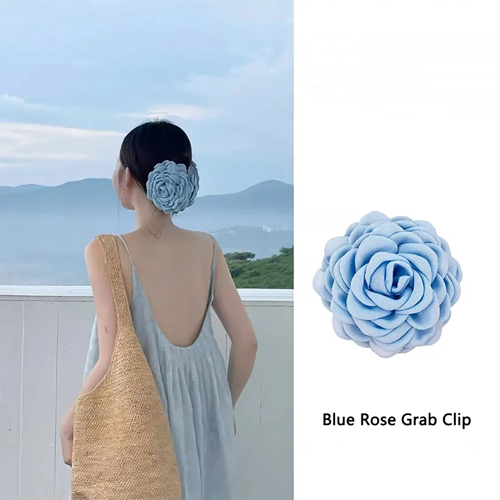 

Korean Rose Flower Grab Clip Faux Flower Half Tie Hair Fairy Headdress Sweet Hundred Hair Accessories