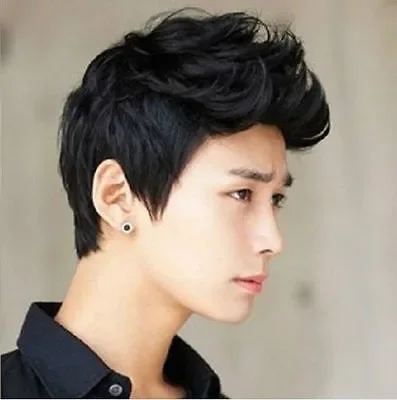 Free Shipping Handsome Vogue Boys Short Black Wig Korean Man's Hair Toupee