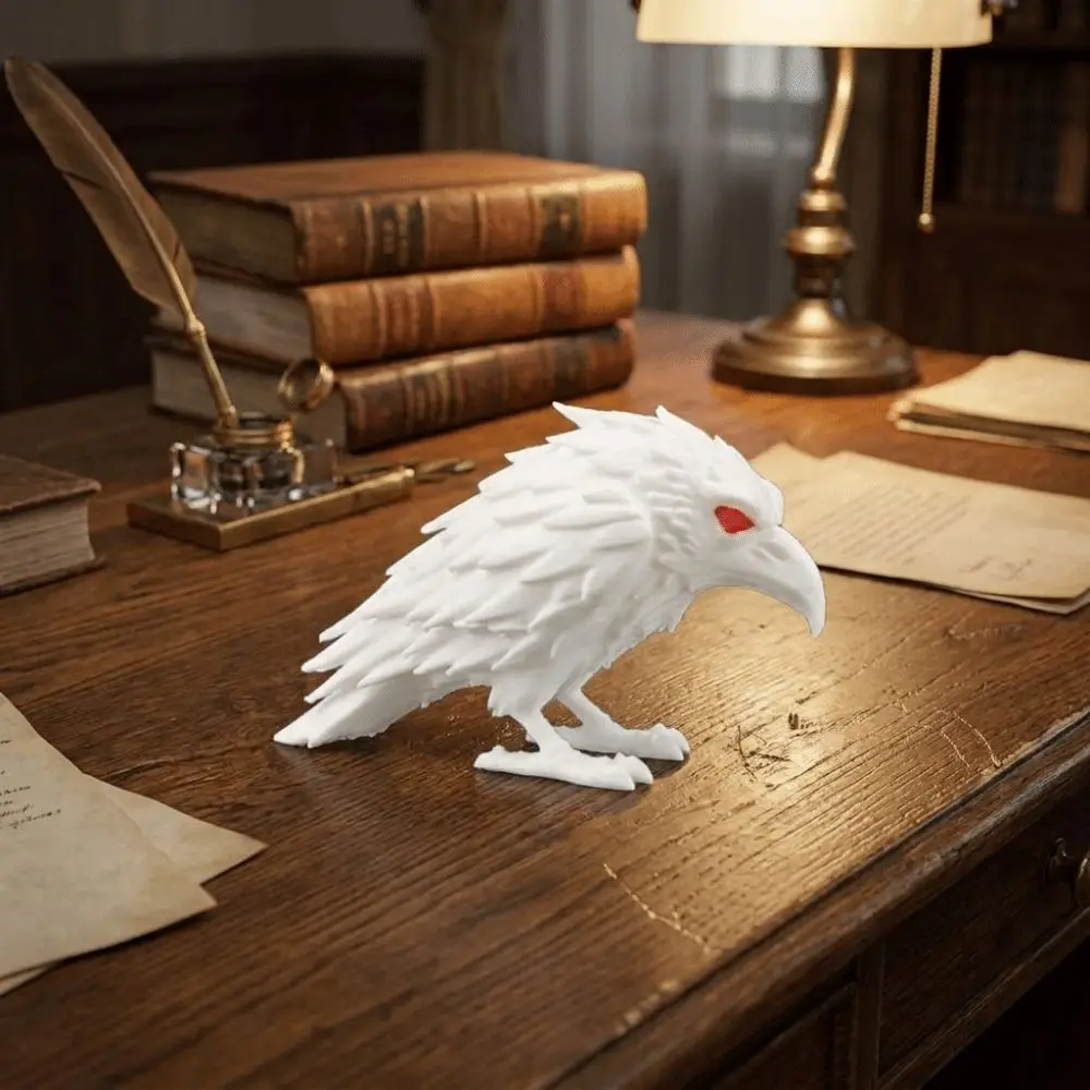 Unique Gothic Style 3D Printed Raven Statue Dark Themed Plastic Halloween Decor Prop Realistic Crow Ornaments Bookshelf Decor