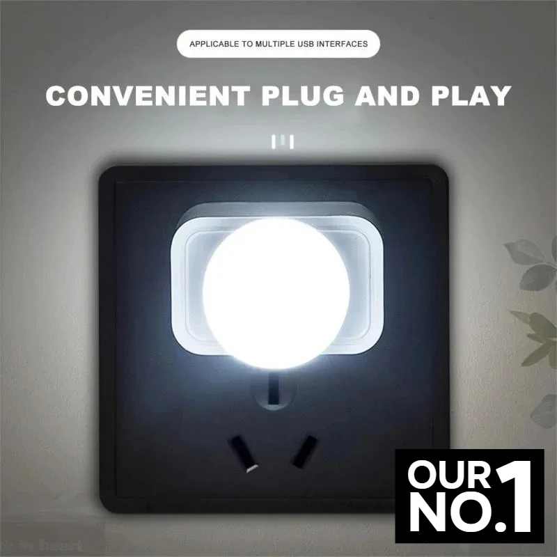 10Pcs Mini USB Night Light Warm White Eye Protection Book Reading Light USB Plug Computer Mobile Power Charging LED Night Lamp