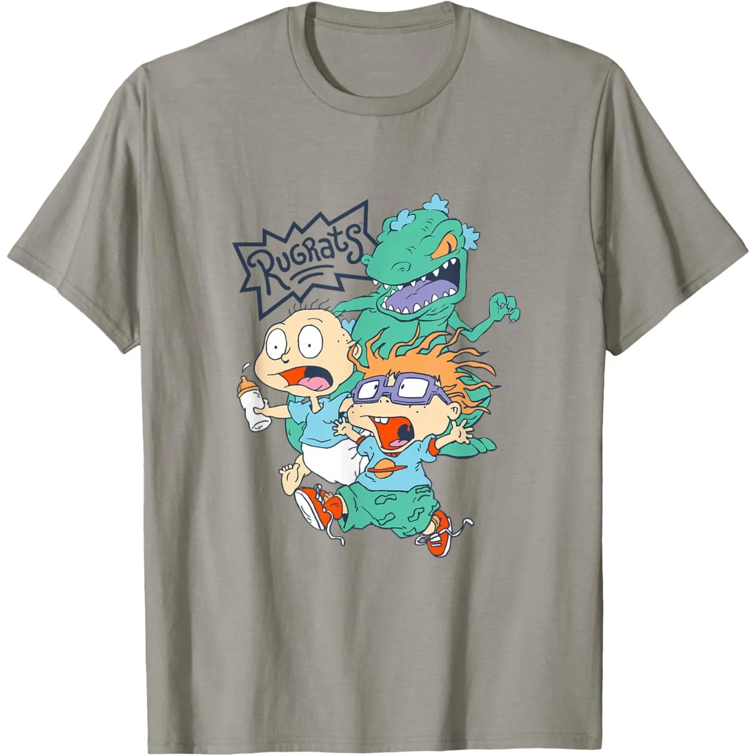 

Rugrats Reptar Chase Scene Graphic Short Sleeve Crewneck T-Shirt for Men