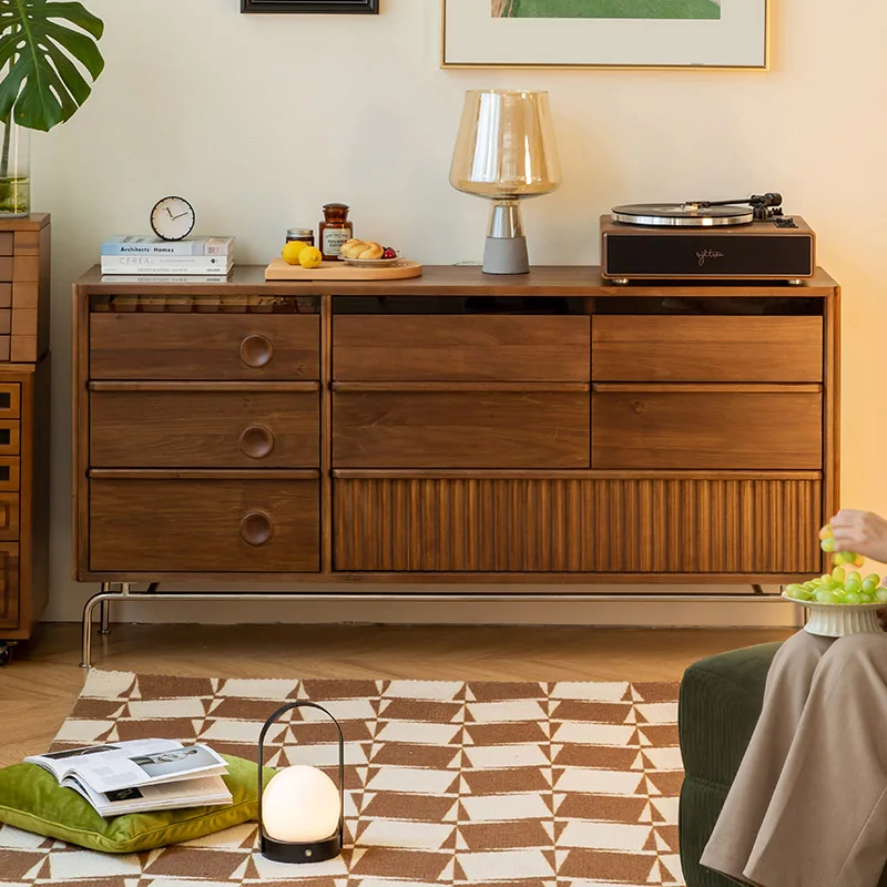 

North American Black Walnut Eight-bucket Cabinet Solid Wood Living Room Drawer Cabinet Storage Locker Bedroom Household Bedside