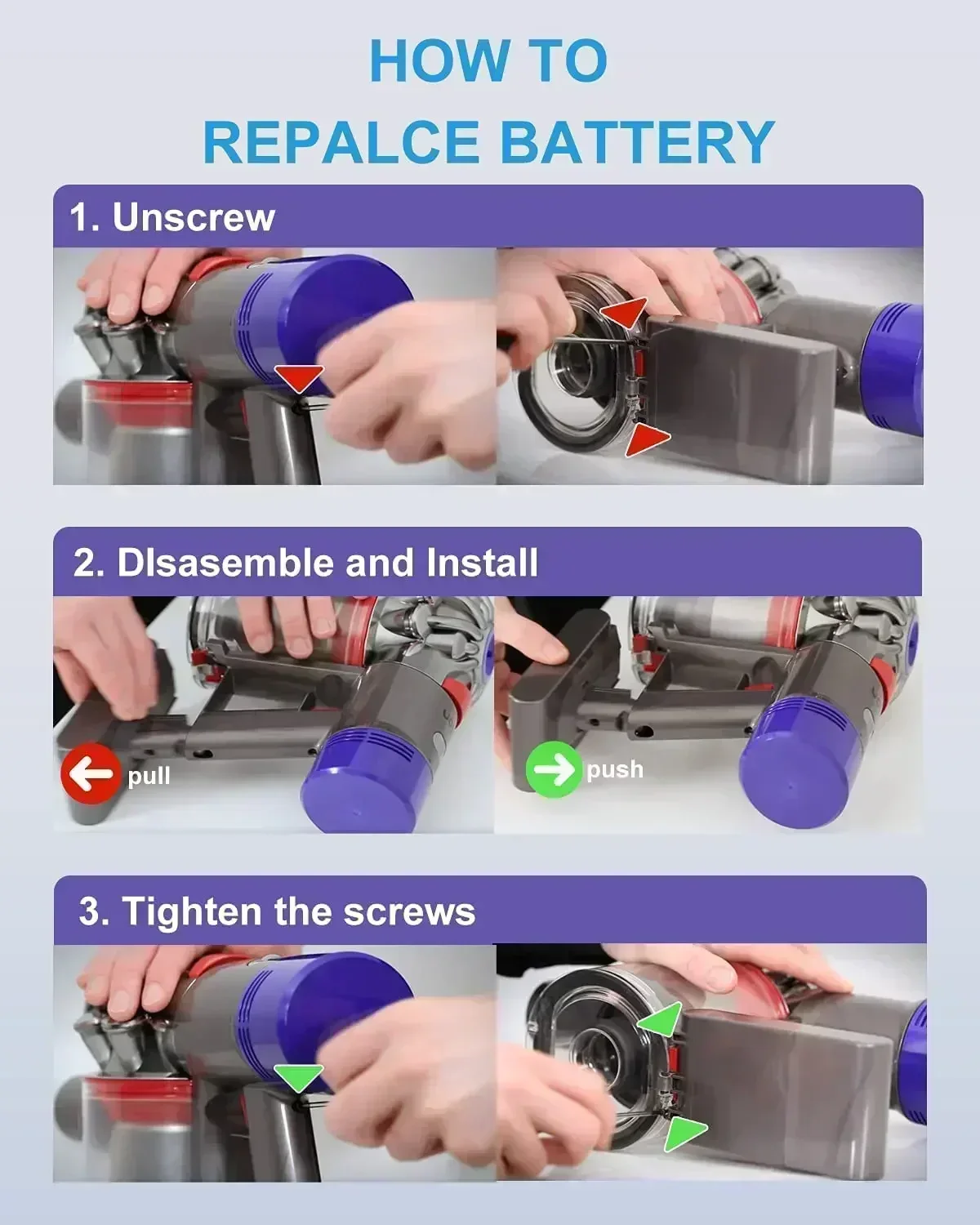 6000mAh Replacement Battery for Dyson V7 V8 V10 V6 21.6V Li-Ion, Compatible original Handheld Vacuum Cleaner with Filters