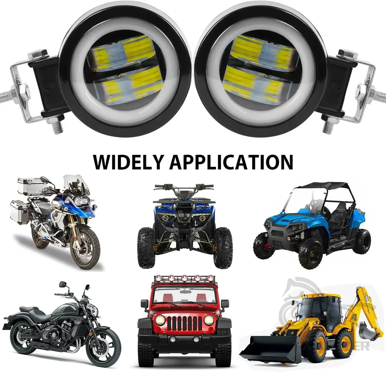 3 inch Motorcycle LED Round Spotlight 20W 7D Red White Angle Eye Headlight Auxiliary Driving Fog Light For Yamaha Kawasaki Honda