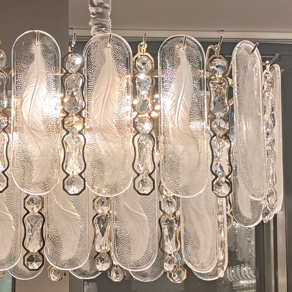 

Luxury Large Crystal Chandelier High Ceiling Vila Living Room Rose Gold Crystal Pendant Lights Chandeliers Vintage Lighting Lamp