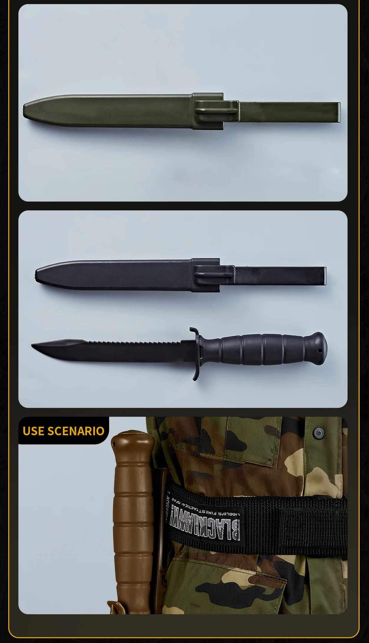 Plastik-Trainingsmesser mit Nylon-Griff & TPE-Klinge, Inklusive Scheide, Sicher für Militärtraining, Cosplay, Halloween-Requisiten – Detail 5