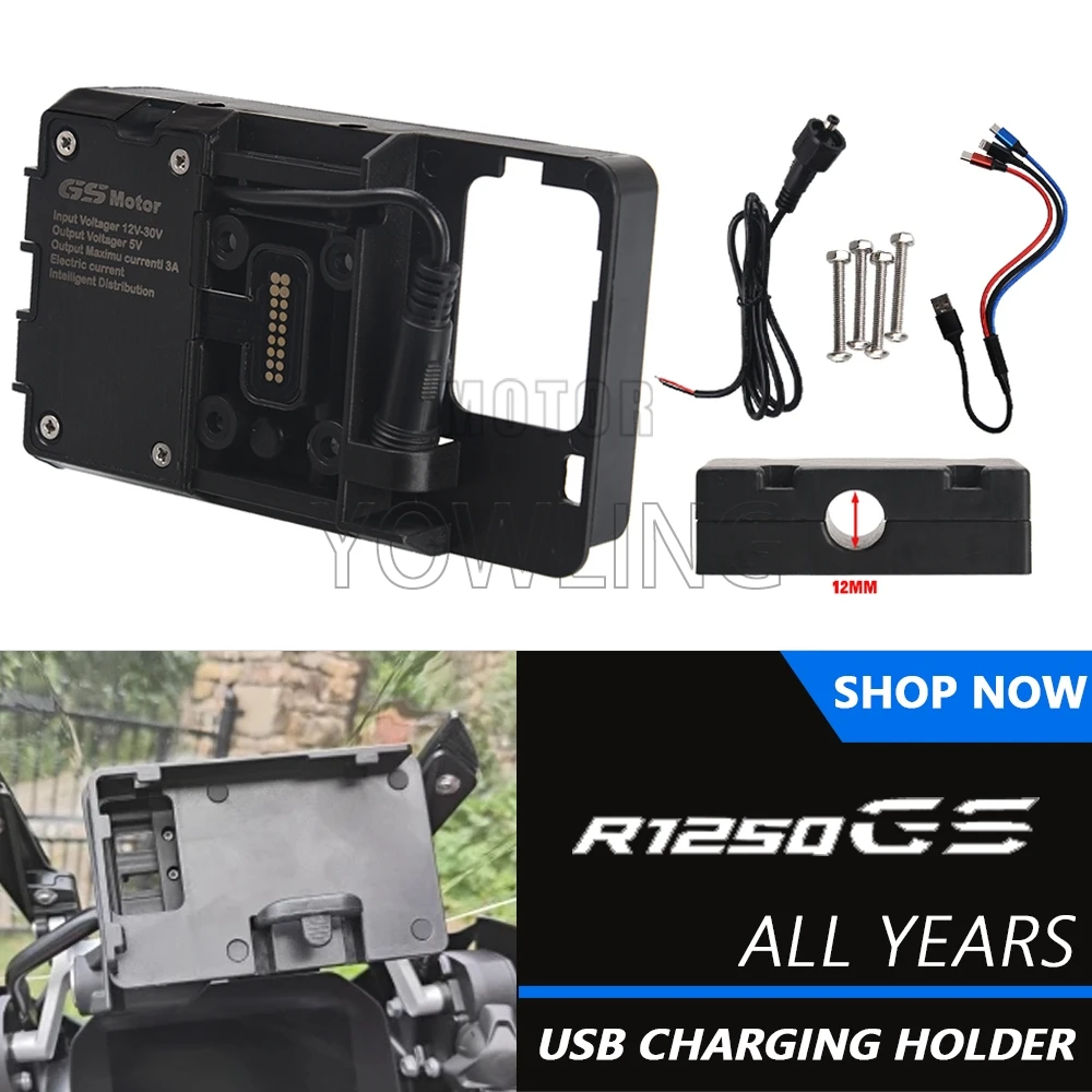 

For BMW R1200GS Adv GS1200 gs1250 LC F700GS F800GS Supporter Navigation USB Charger Stand Bracket R1250GS Adventure Phone Holder