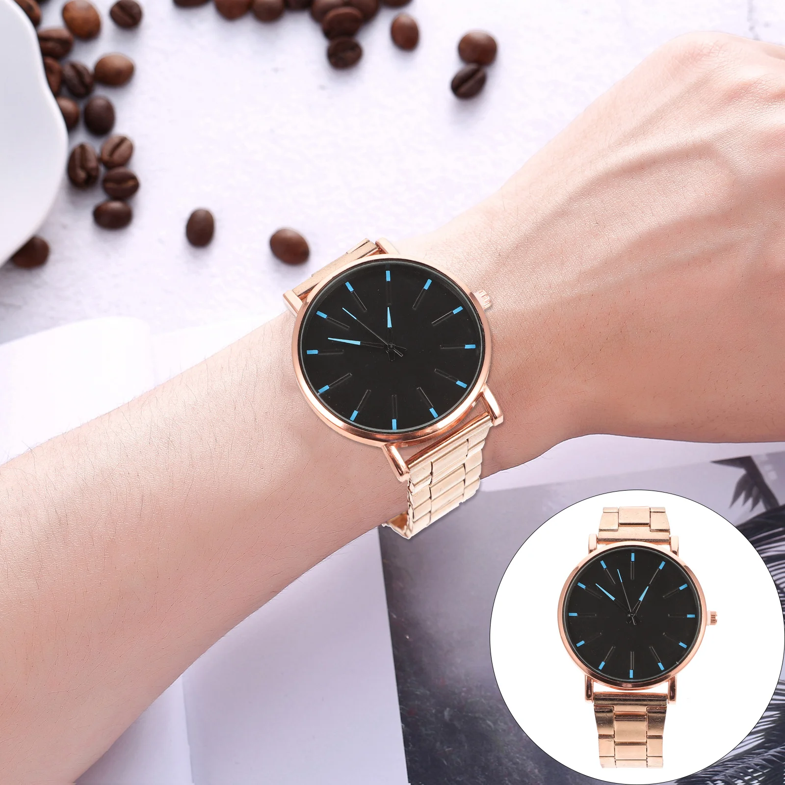 

Men Steel Strap Quartz Watch Fashion Wrist Watch Classic Simple Design Suitable for Casual Business Gift for Men