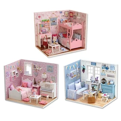 Wooden Mini Doll House Assembled Model Building Small House Kit 3D Puzzle Toys Bedroom Decoration With Furniture Gifts Dollhouse