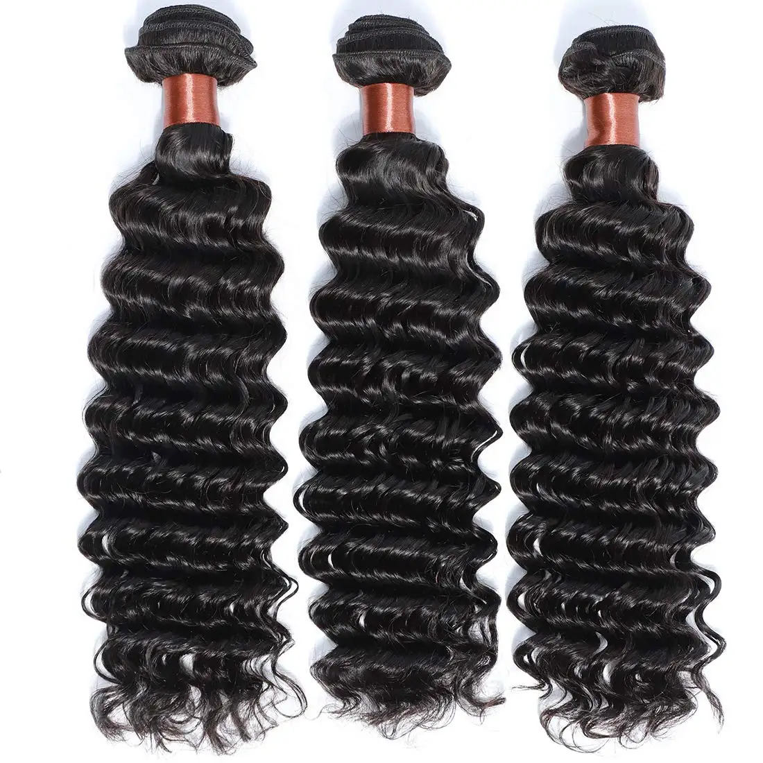 Extensiones de tejido rizado profundo, mechones de cabello humano con ondas profundas, extensiones de cabello humano brasileño de doble trama