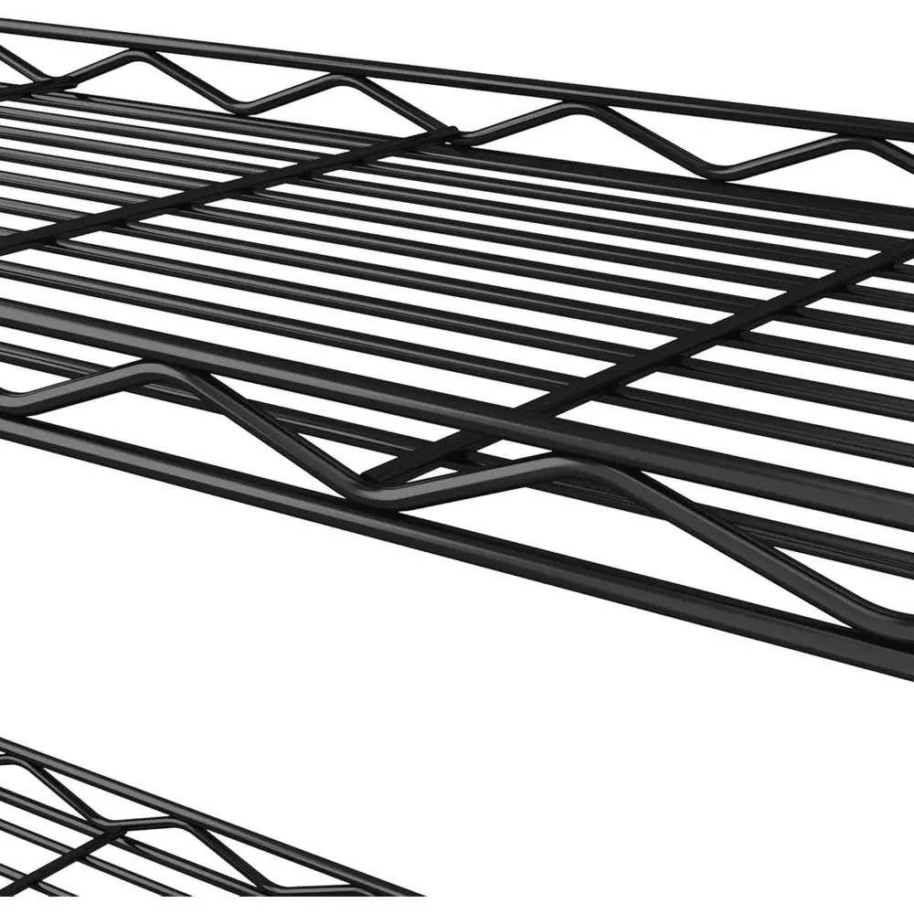 6-laags metalen rek met 6 planken voor keuken, voorraadkast, wasopslag (zwart)