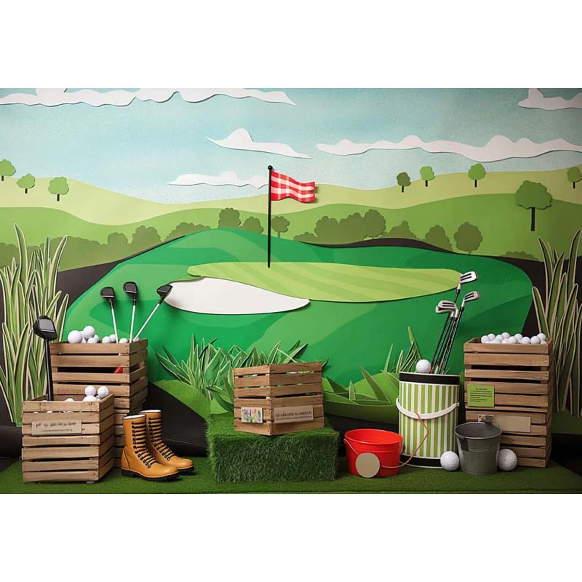 Allenjoy Golf Kids Green Background Backdrop