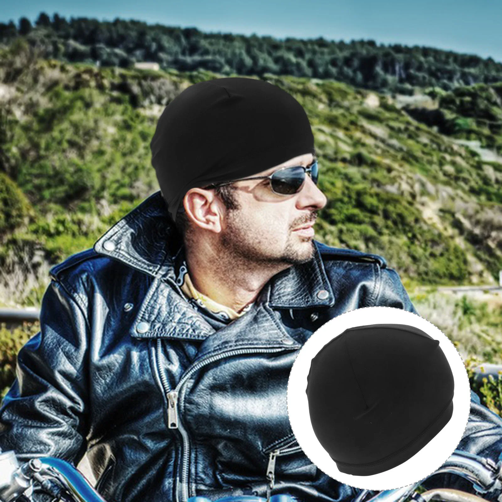 

Quick Dry Liner Cap Cycling Linning Sweat Absorbent Uv Protection Breathable Stretchy Headwear For Outdoor Sports Black