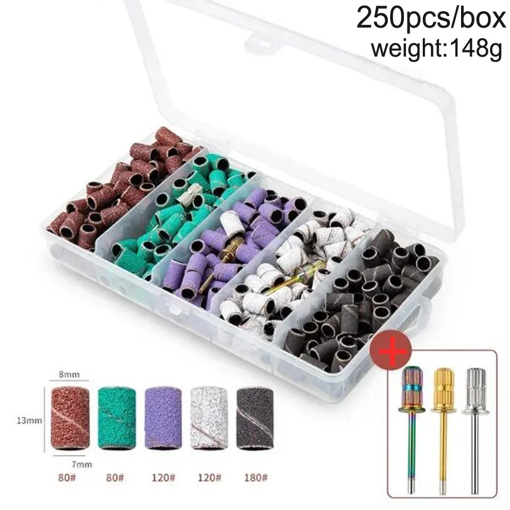 Nail Sanding Ring Bands 80# 120# 180# Grits Pedicure Manicure Machine Drill Grinding Heads UV Gel Polish Remover Bits