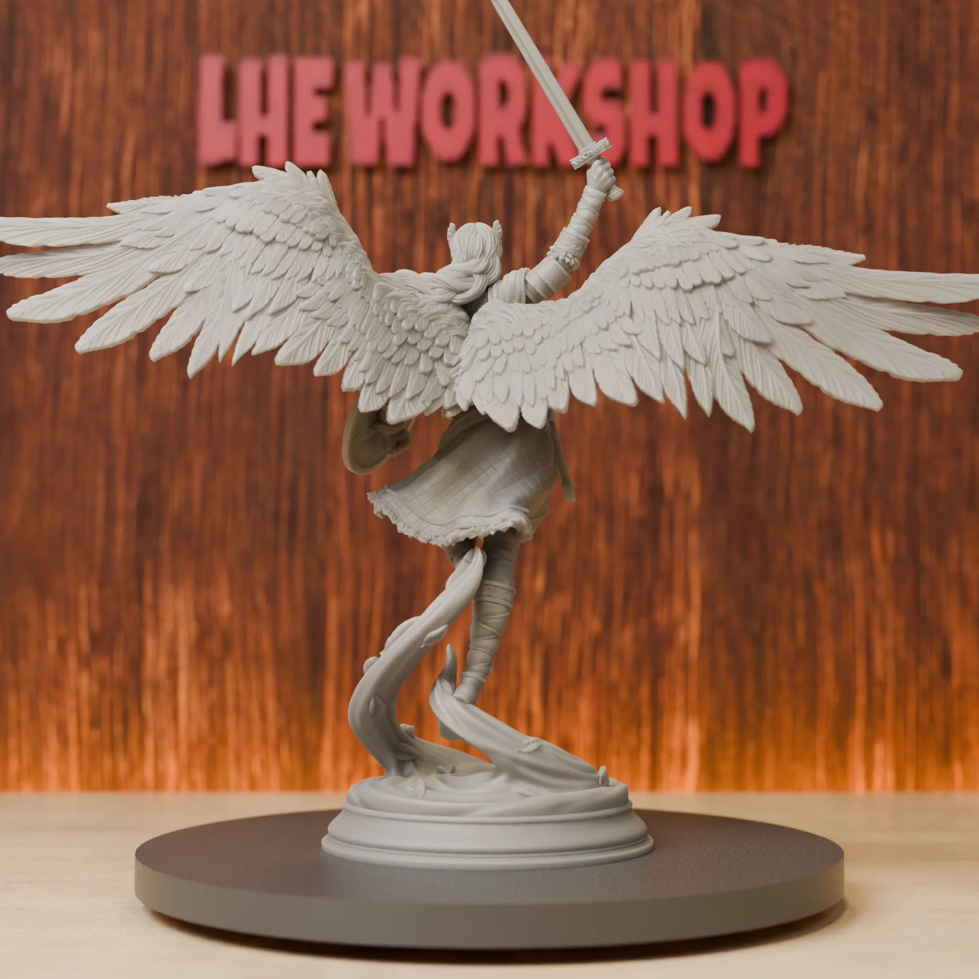Valkyrie Warriors with Sword and Shield Miniatures | 28mm-75mm | Resin 3D Printed DND Pathfinder Mini | Unpainted Grey