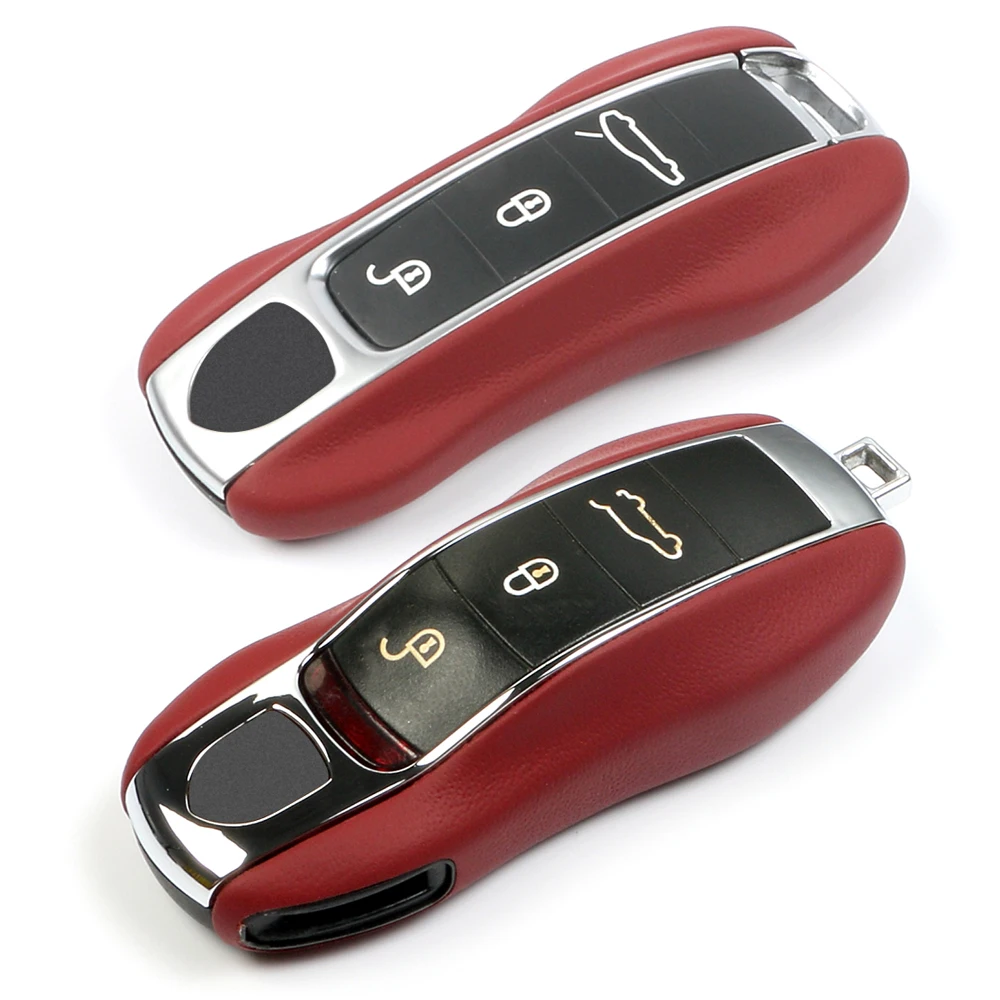 Leather Car Key Case For Cayenne For Porsche Panamera Cayman Macan Boxster 911 9ya 971 Shell Protection Remote Car Key Cover