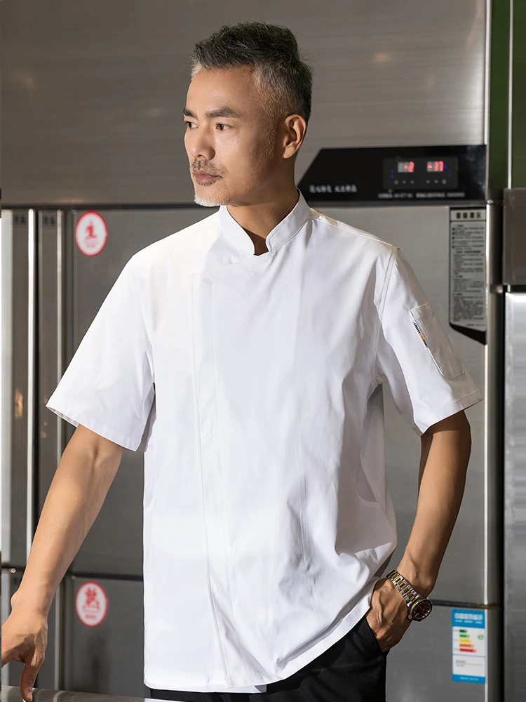 Men's Chef Shirt Veste Cuisine Femme White Uniform Hotel Restaurant Work Clothing  Catering Service Kitchen Koch Jacke Damen