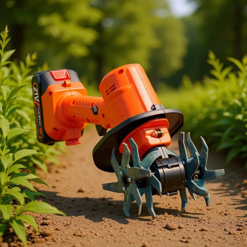 battery micro-tiller, handheld electric rotary tiller, vegetable garden soil loosening, weeding and ditching agricultural tools