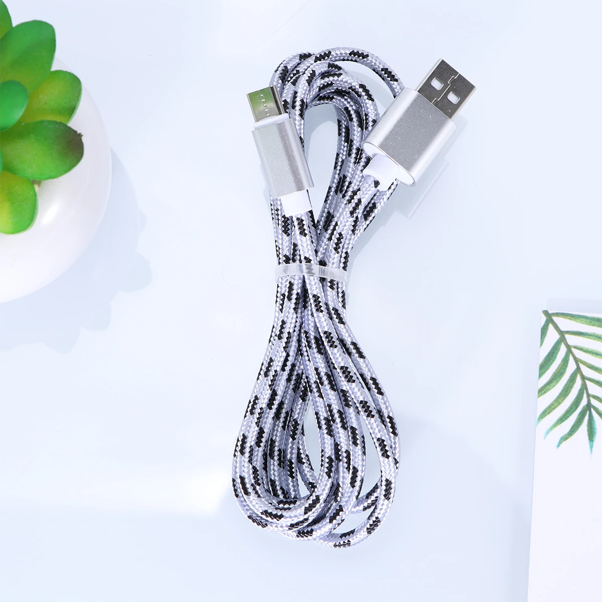 

2M Type C Usb Fast Charging Braided Data Cable For Mobile Phones Nylon Cord Bright Colors Home Office Travel