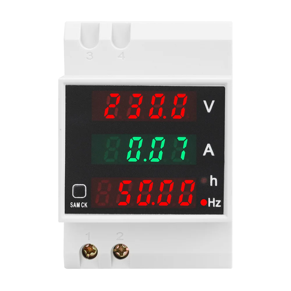 SDM007 100A Din Rail LCD Digital Voltmeter Voltage Current Power Wattmeter Electric Energy kWh Meter Frequency Volt Amp Monitor