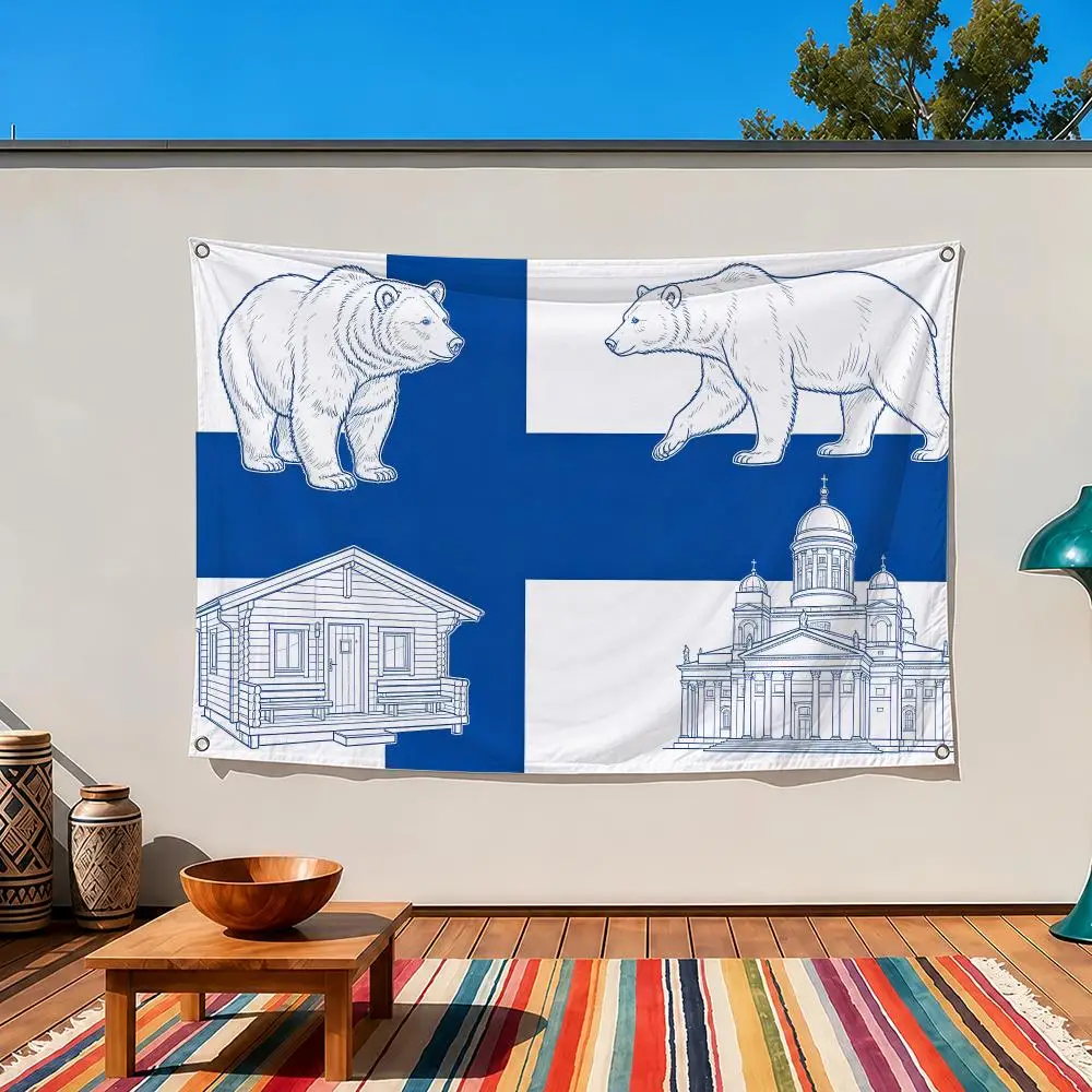 Finland Flags Indoor Outdoor Wall Hanging Suitable For Living Room Bedroom And Camping Decorations
