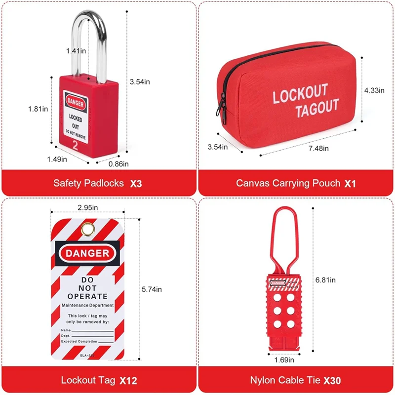 Полный комплект для блокировки Tagout, блокировка электрогруппы, засовы, блокировка промышленных инструментов, 2 ключа на замок для защиты от фабрики, безопасный Du