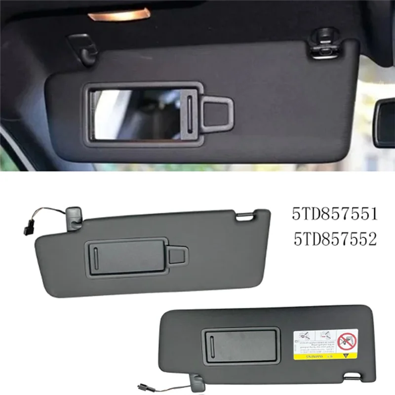 High Quality 1Pair Interior Sun Visor For VW Tiguan 2 AD R Line Touran 5T ID.4 Skoda Kodiaq RS 2018-2022 5TD857551 5TD857552