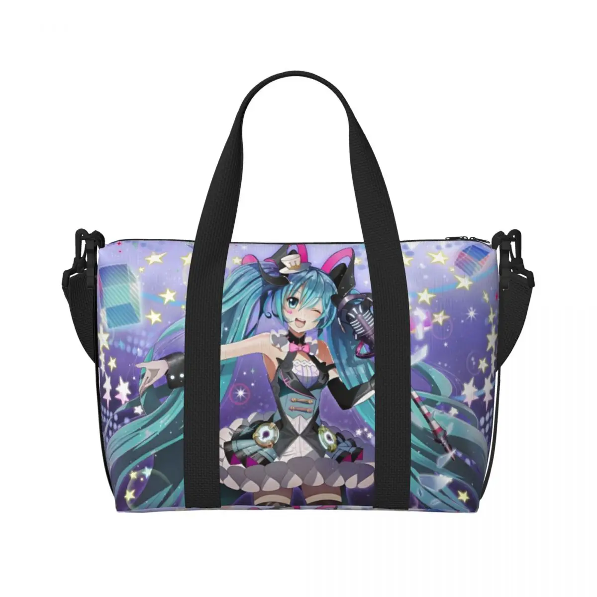 カスタムラージ-h-hatsunes-トートバッグ-女性用-ミュージックガール-ボーカロイド-ヴィンテージプリント-ショルダー-ショッピング-ビーチ-ジム-トラベルバッグ