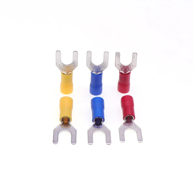 50PCS SV1.25 SV2 Wire Spring Terminal U Y Shape SV Type Fork Insulate Ferrules Block Spade Cold Press Cable End Crimp Connector