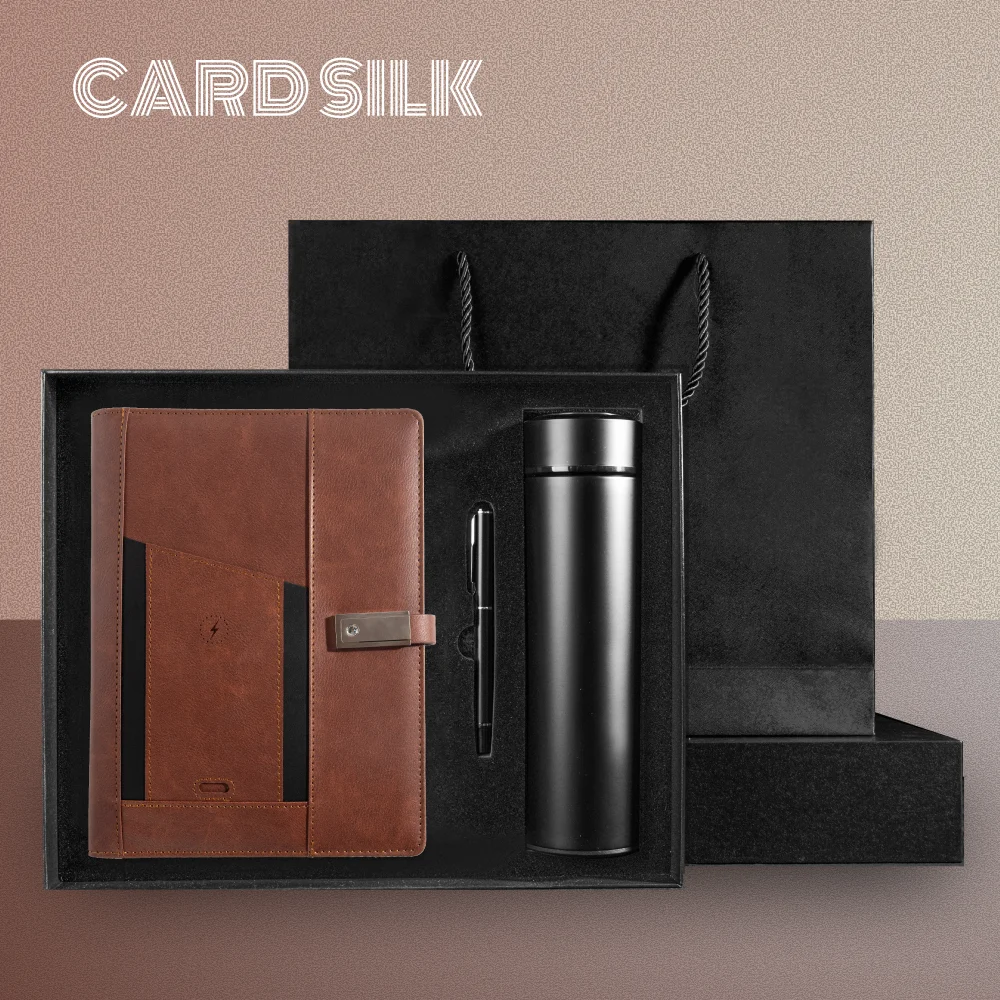 Elegant Business Gift Set – A5 Wireless Charging Notebook with Phone Pocket & USB Drive for Professionals
