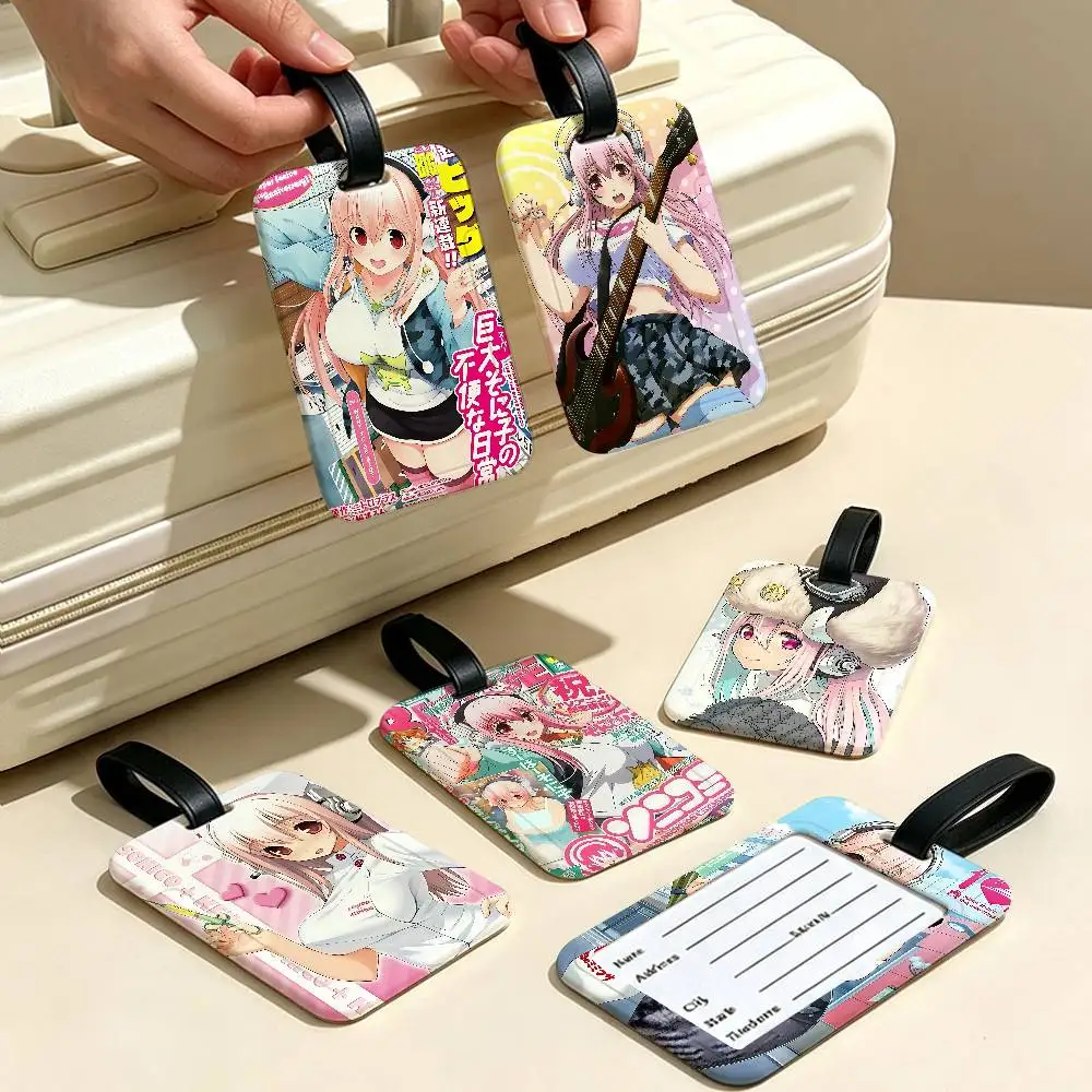 S-Super Sonico PVC Waterproof Luggage Tag Anti lost Information Card Cover For Student Bag Travel Suitcase