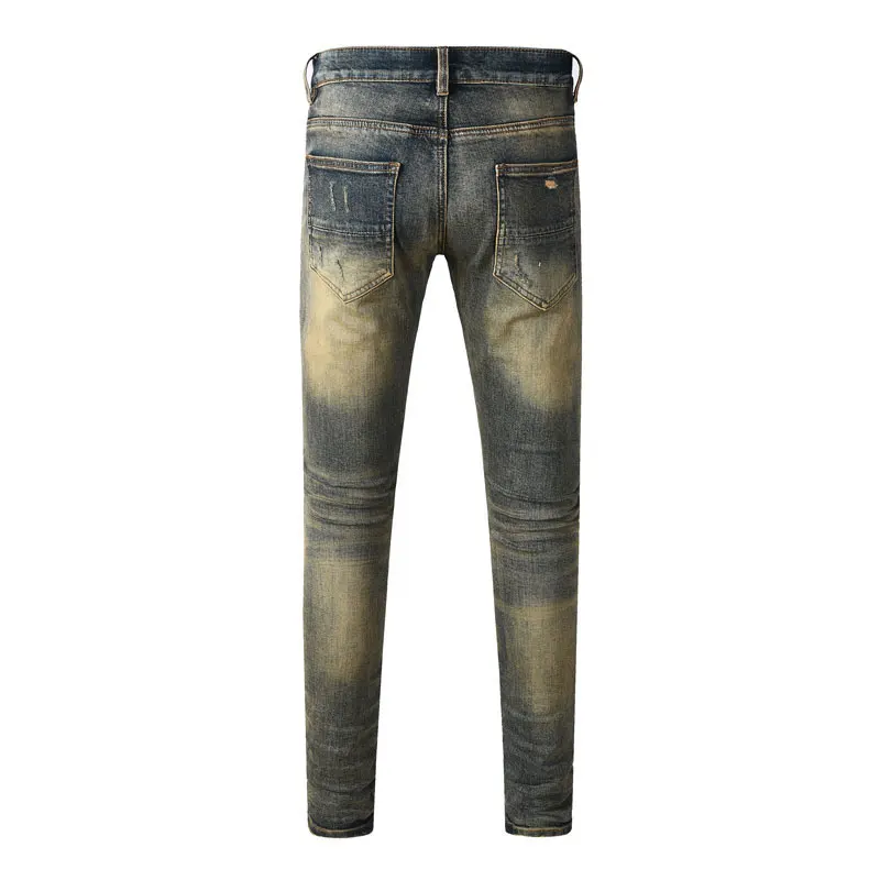 Street Fashion Designer Men Jeans Retro Washed Stretch Skinny Fit Patched Ripped Jeans Men Hip Hop Brand Y2K Denim Pants Hombre