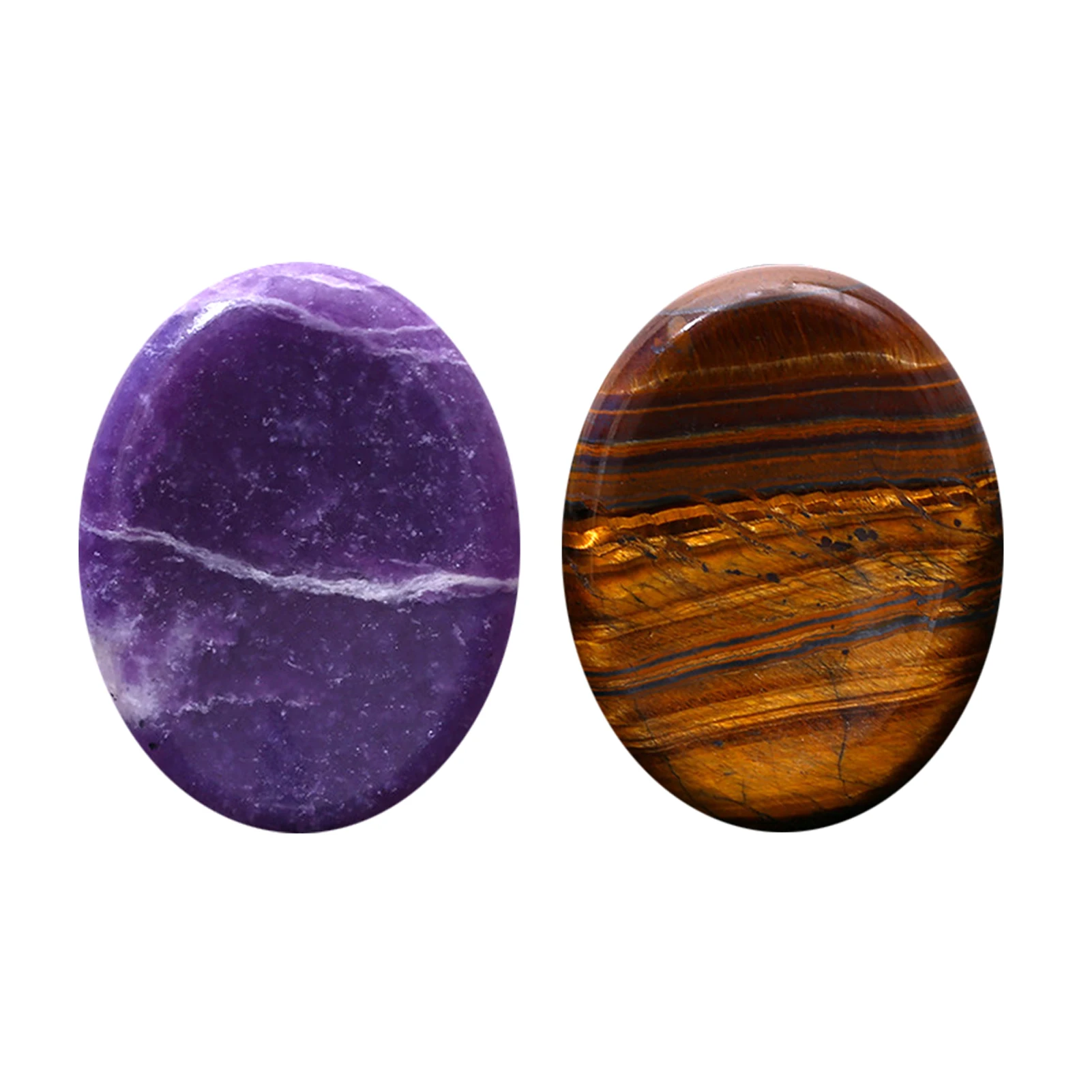 2pcs Natural Oval Healing Crystals Balancing Wicca Gift Aura Cleansing For Meditation Thumb Worry Stones Reiki Collection Zen