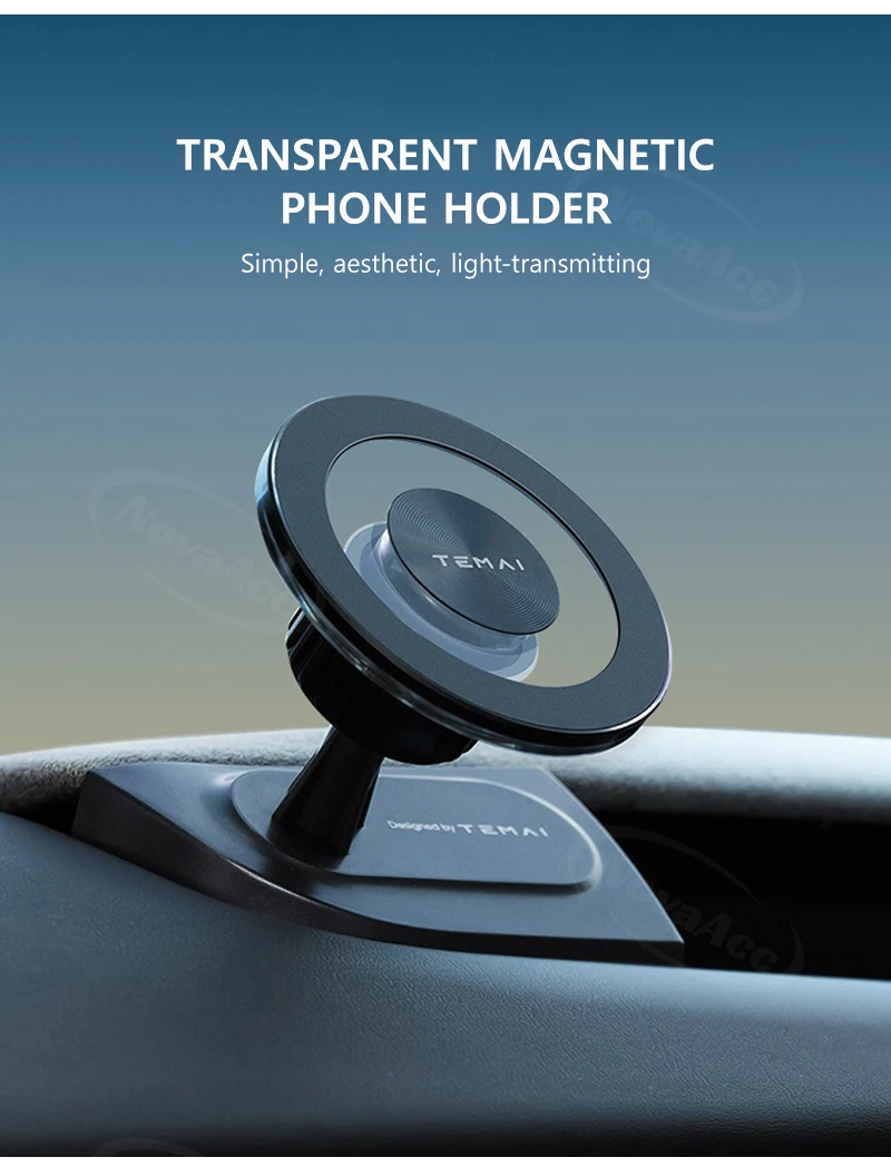 NovaAcc Magnetische Kabellose Ladehalterung für Tesla Model Y Juniper Model 3 Highland 2024-2026 Links-Rechts-Lenkrad Auto-Handyhalterung – Detail 12