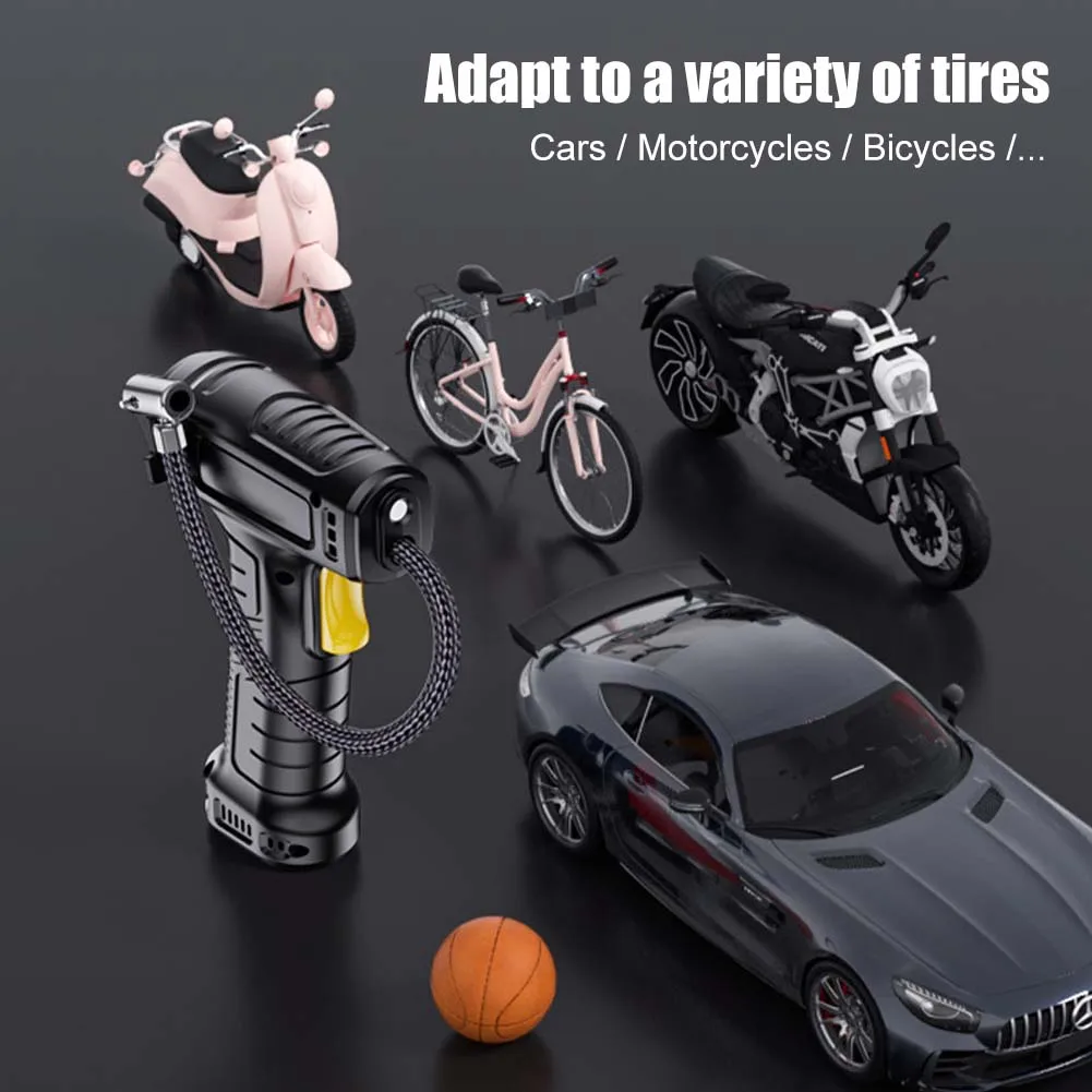 120W Car Tire Inflator Wireless/Wired Portable Car Air Compressor Electric Inflatable Pump With LED For Cars Motorcycles Bikes