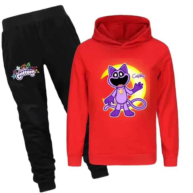 Smiling Critters Clothing Sets Children 1-16Yrs Suit Boys Tracksuits Kids Brand Sport Suits Cat Nap Hoodies Tops  Pants 2pcs Set