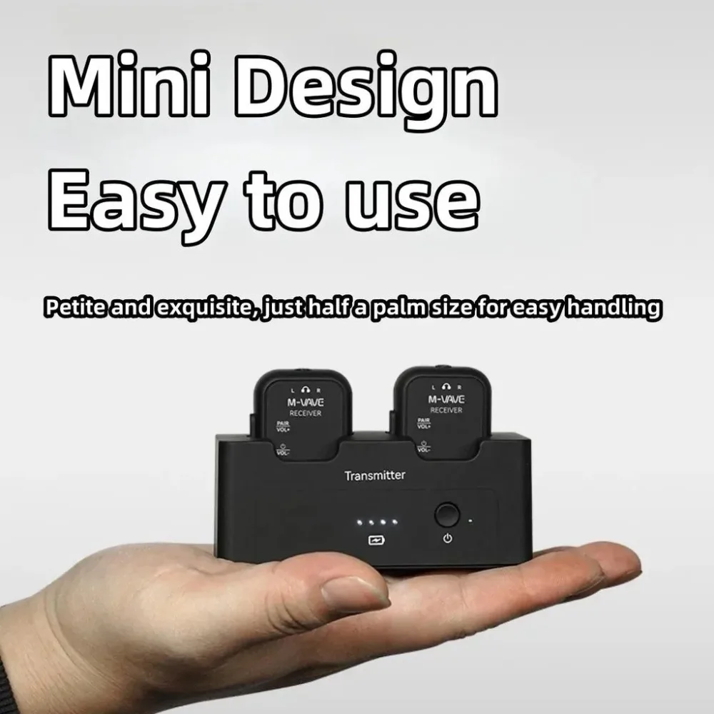 M-VAVE WP-12 Wireless Earphone Monitor System  2.4GHz 1T2R System w/Ultra-Latency 24H Playback 1800mAh Charging Case view 3
