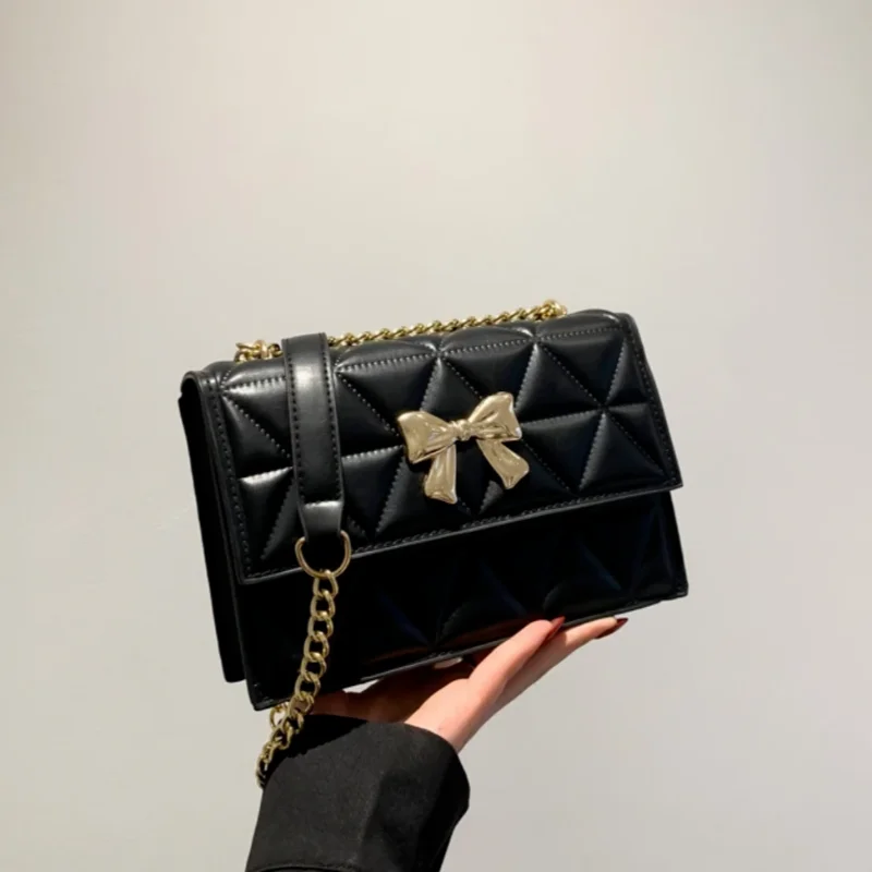 

Fashion Chain Shoulder Bag Women's Plaided Small Square Bag Luxury Clutch Designer Bow Crossbody Bag Wedding Dinner Party Bag