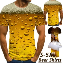 Summer Cool Fashion 3D Beer Print T-shirt Men's Clothing Personality Graphic Tee Casual Short-sleeve Shirt Plus Size Tops