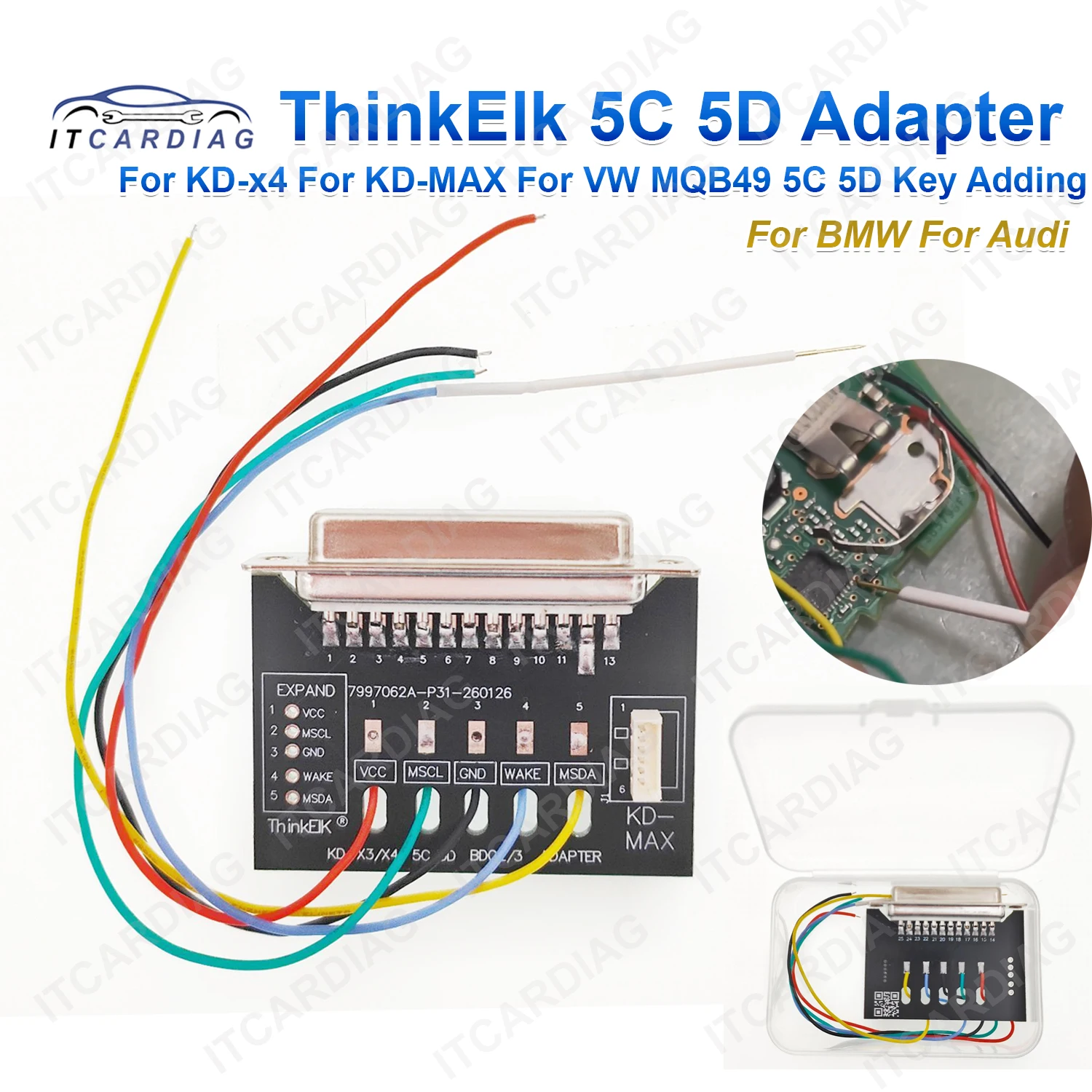 ThinkElk 5C 5D Adapter for KEYDIY For KD-x4 For KD-MAX For VW MQB49 5C 5D Key Adding for BMW For Audi For Porsche Add 5D Key